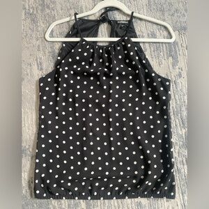 Express Black and White Polka Dot Halter Cami